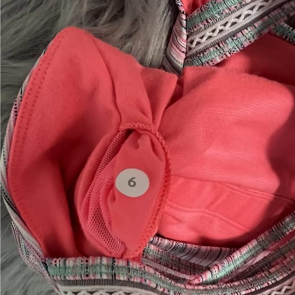 Lululemon 6 Happy Strap Long Line Bra Pink Green Wee Stripe Reflective RARE - Picture 3 of 4